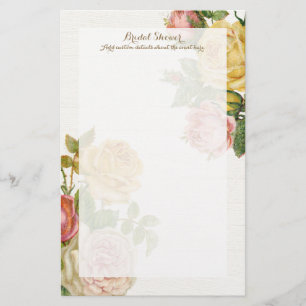 Vintage Blommigt Whitewash Vår Möhippa Brevpapper