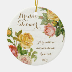 Vintage Blommigt Whitewash Vår Möhippa Julgransprydnad Keramik