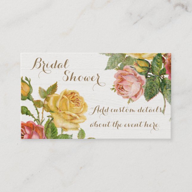 Vintage Blommigt Whitewash Vår Möhippa Visitkort (Framsida)