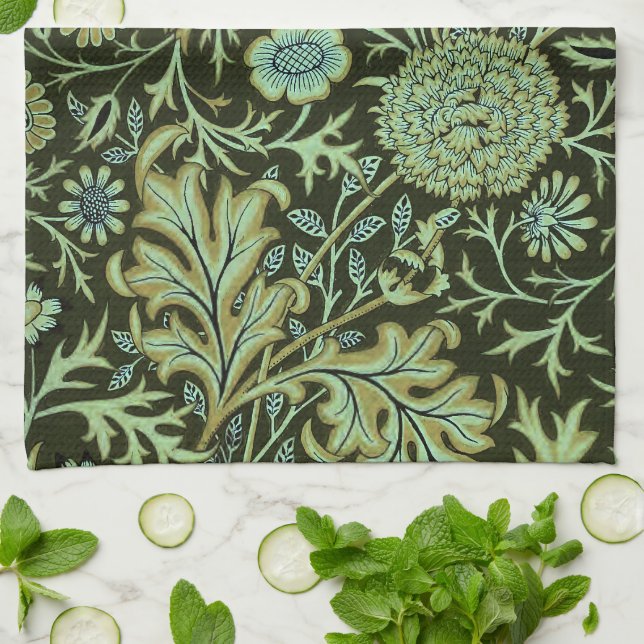 Vintage Blommigt William Morris Cherwell Kökshandduk (Vikta)