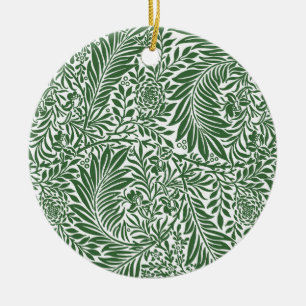 Vintage Blommigt William Morris Willow Bough Grönt Julgransprydnad Keramik