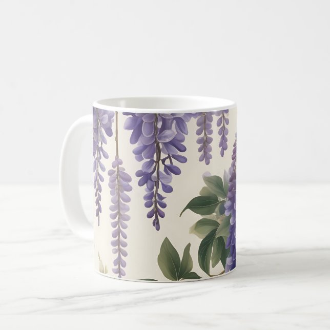 Vintage Blommigt Wisteria Kaffemugg (Framsida vänster)