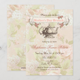 vintage blommigten Mors dag Brunch Tea Party Inbjudningar