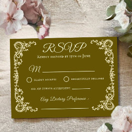 Vintage blommonogram bröllop RSVP-kort OSA Kort