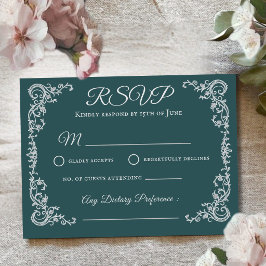 Vintage blommonogram bröllop RSVP-kort OSA Kort