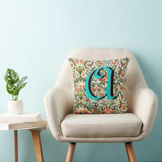 Vintage blommonogram kudde (Stol)