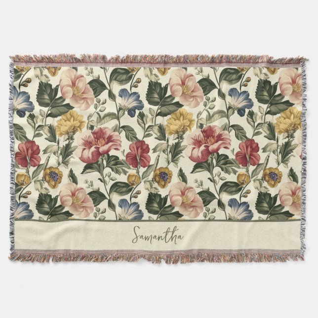 Vintage blommonogramnamn filt (Framsidan)