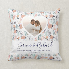 Vintage blommönster Bröllopsjubileumsfoto Kudde