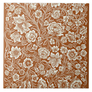 Vintage Blommönster, Caramel Färg Kakelplatta