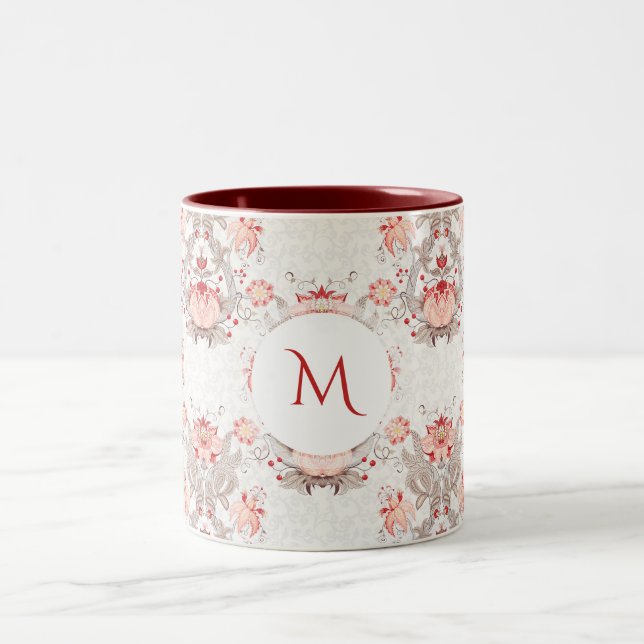Vintage Blommönster-damm Monogram Mugg (Center)