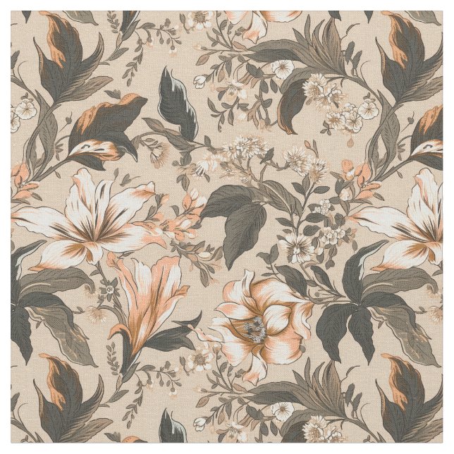 Vintage Blommönster Fabric Tyg (Närbild)