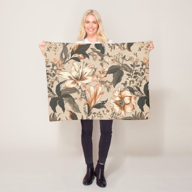 Vintage Blommönster Fleece Blanket (På plats)