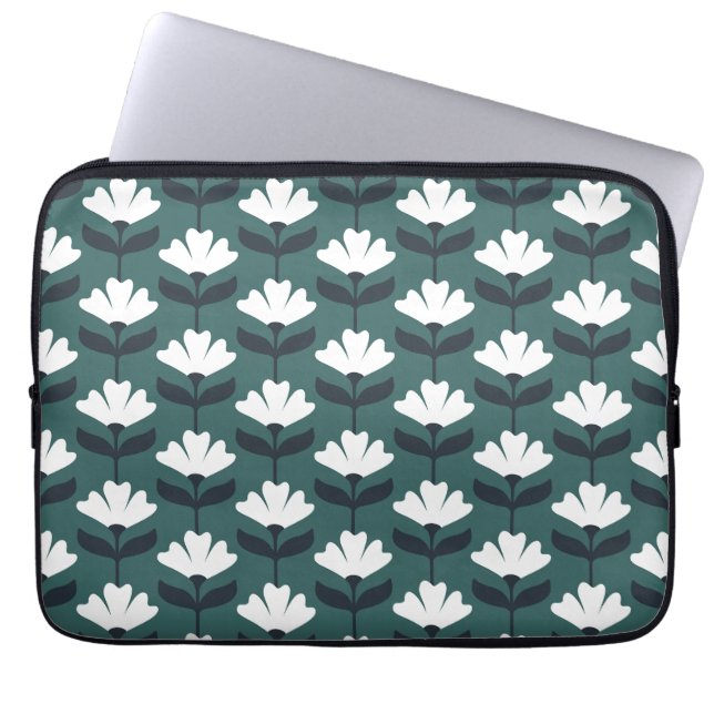 Vintage blommönster havsgrönt laptop fodral (Framsidan)
