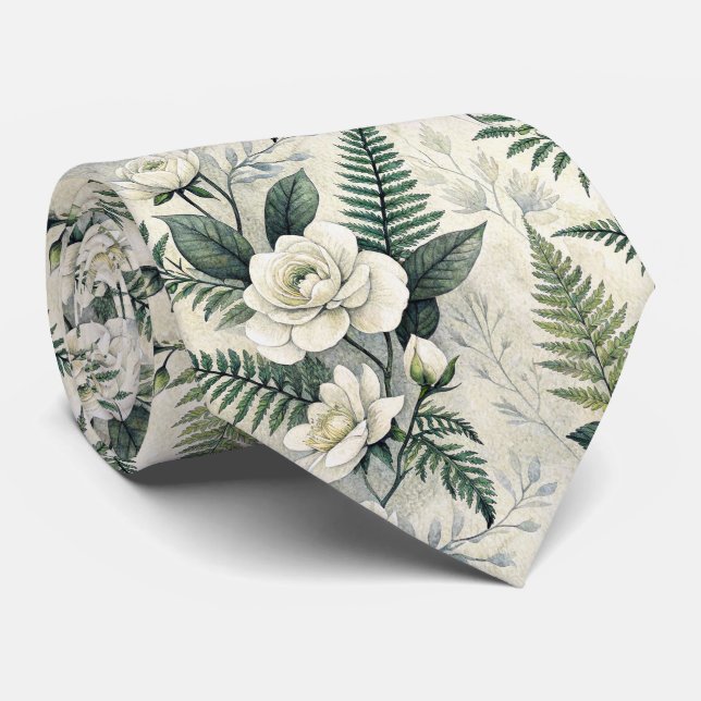 Vintage Blommönster i Blått (4) Slips (Rullad)