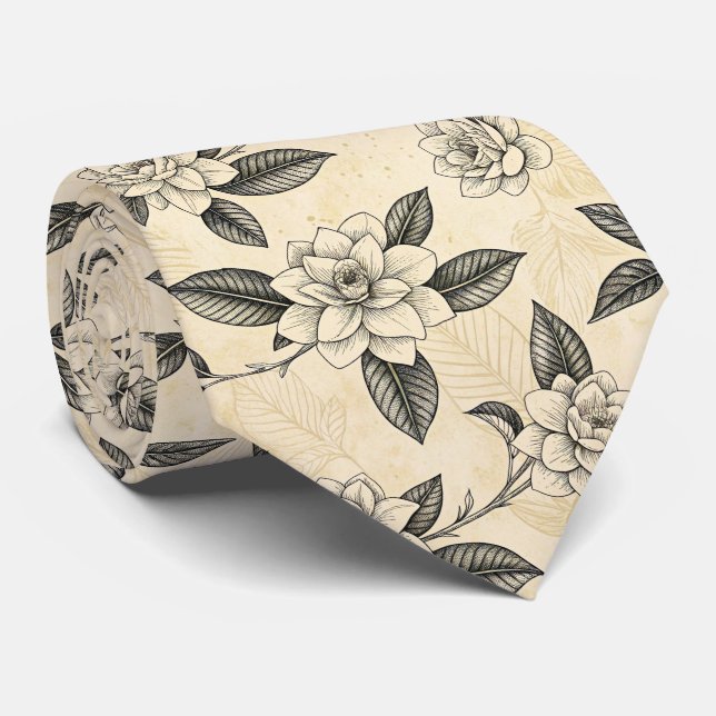 Vintage Blommönster i Blått (7) Slips (Rullad)