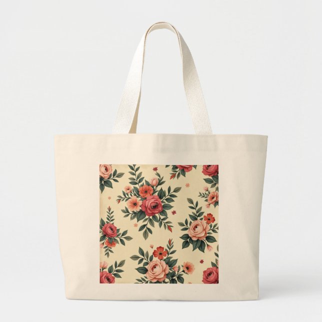Vintage blommönster med klassisk elegans jumbo tygkasse (Framsidan)