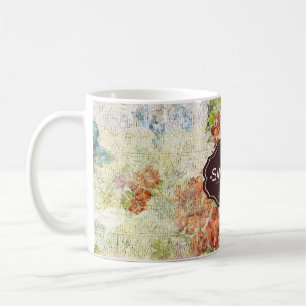 Vintage Blommönster med Patina Personligt Kaffemugg
