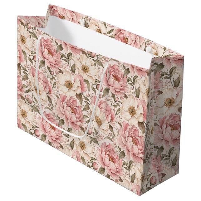 Vintage Blommönster med Peonior (Framsidan Vinklad)
