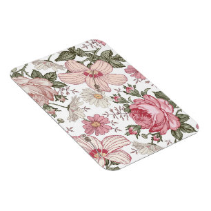 Vintage blommönster med rosor magnet