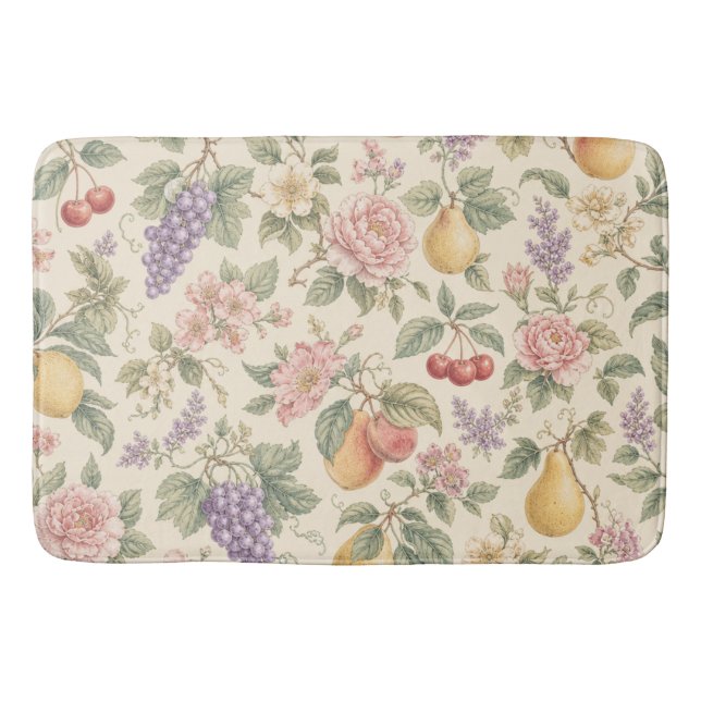 Vintage blommönster och fruktmönster badrumsmatta (Framsidan)