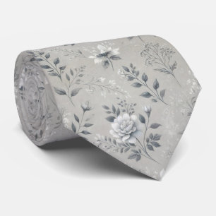 Vintage Blommönster på Rustic Grått-bakgrund Slips