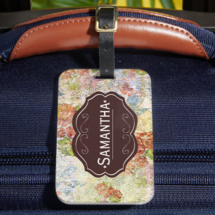 Vintage Blommönster Personanpassad Bagagebricka