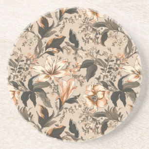 Vintage Blommönster Sandstone Underlägg