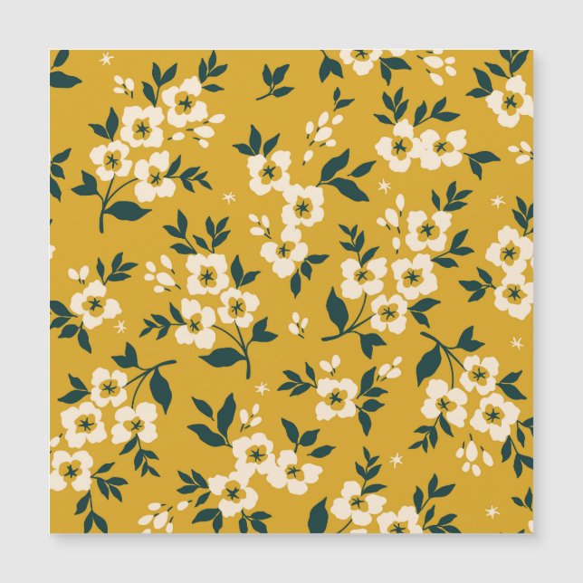 Vintage blommönster, små vita blommor. (Framsida)