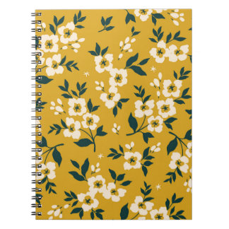 Vintage blommönster, små vita blommor. anteckningsbok