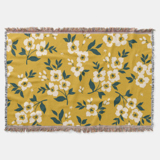 Vintage blommönster, små vita blommor. filt