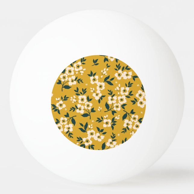 Vintage blommönster, små vita blommor. pingisboll (Framsidan)