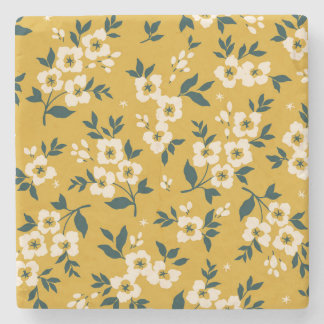 Vintage blommönster, små vita blommor. stenunderlägg