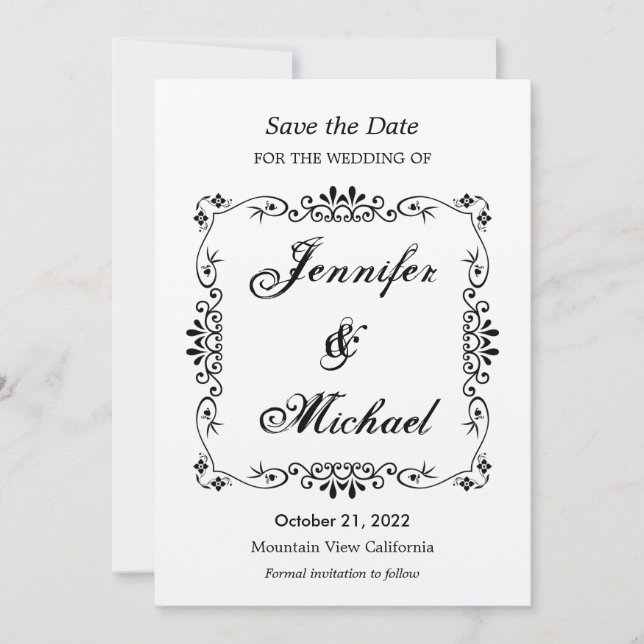 Vintage blommönster spara datum bröllop datumet (Framsida)