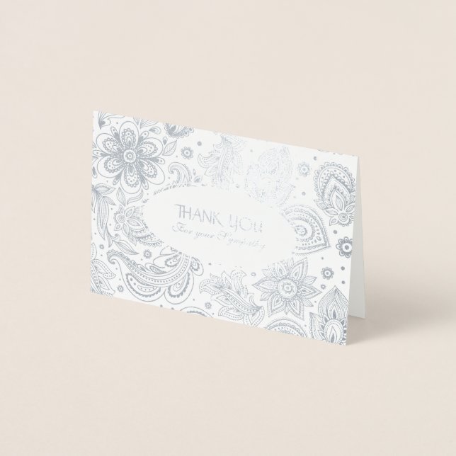 Vintage Blommönster Sympathy Tack Folierat Kort (Framsida)