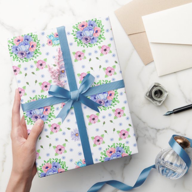 Vintage Blommönster Vit Presentpapper (Gifting)