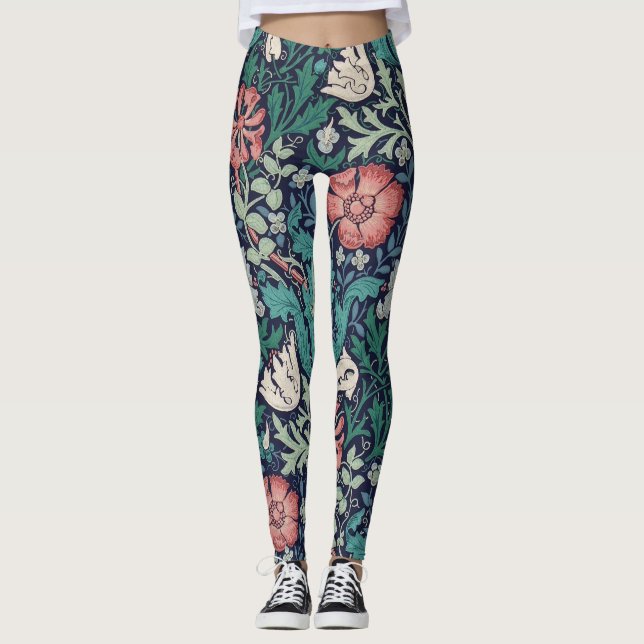 Vintage Blommönster, William Morris Leggings (Framsida)