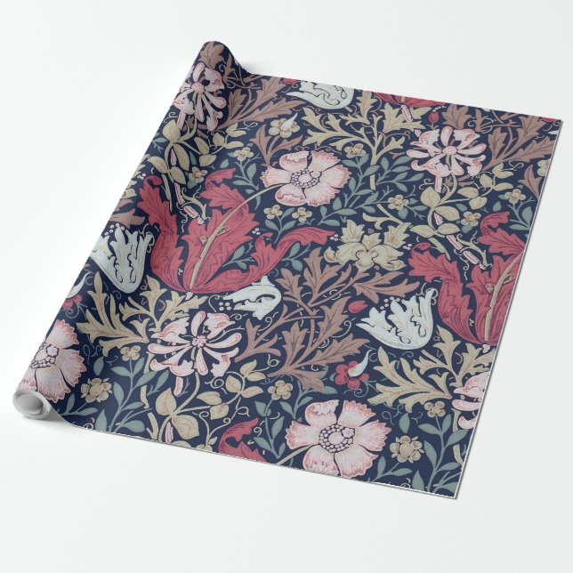 Vintage Blommönster, William Morris Presentpapper (Utrullad)