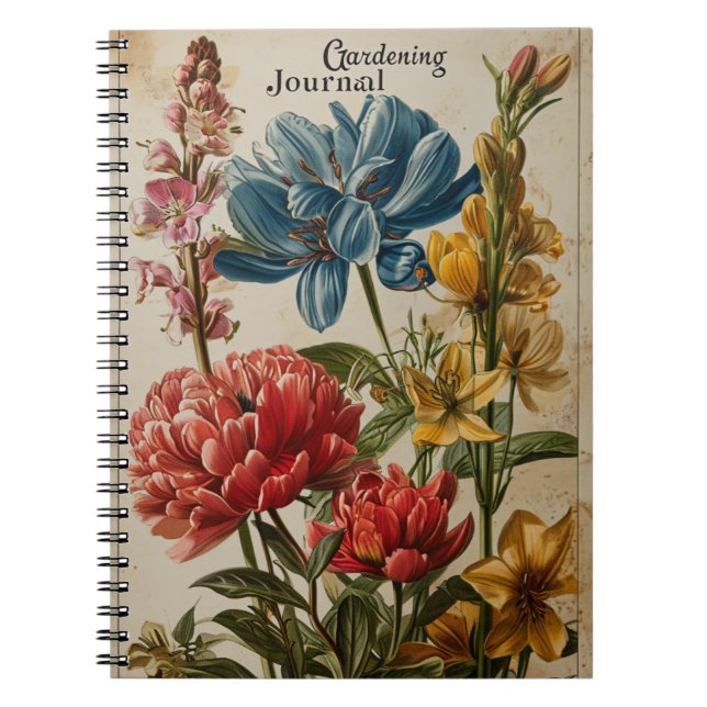 Vintage  blommor anteckningsbok (Framsidan)
