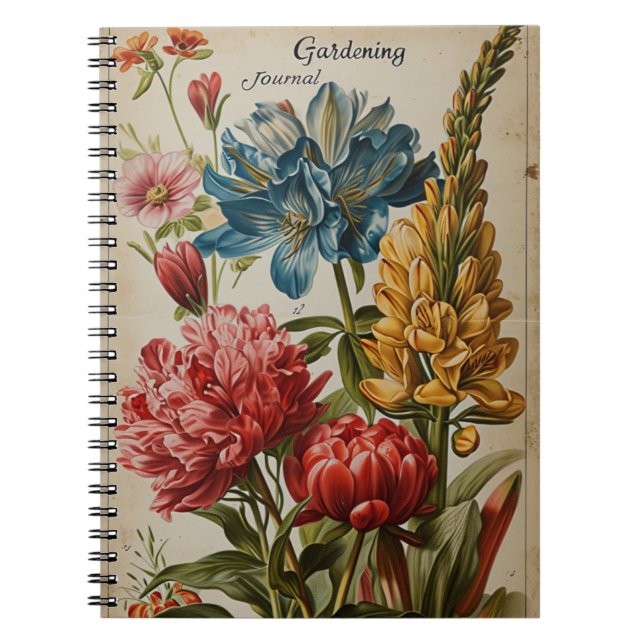 Vintage  blommor anteckningsbok (Framsidan)