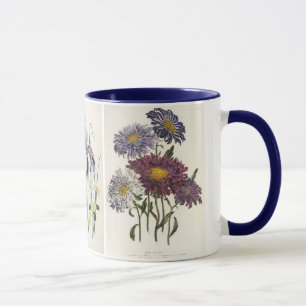 Vintage blommor, asters, irisar och vallmoblommor mugg
