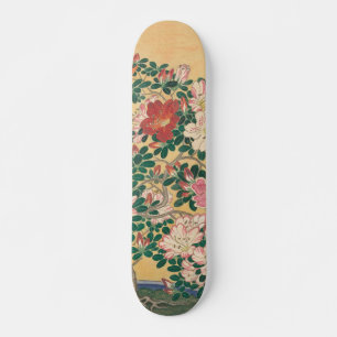 Vintage Blommor Azalea japanska målning Mini Skateboard Bräda 18,5 Cm