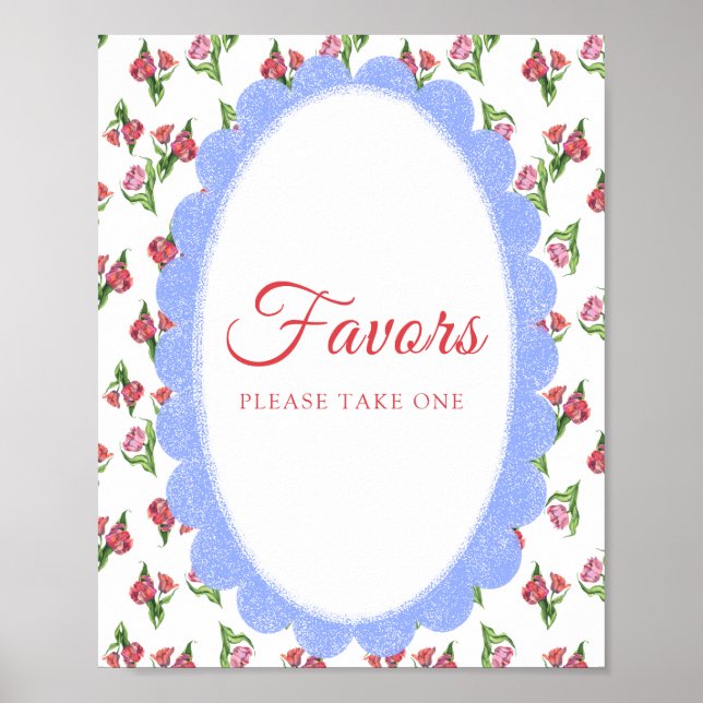 Vintage Blommor Baby Shower Gåvor Poster (Framsidan)