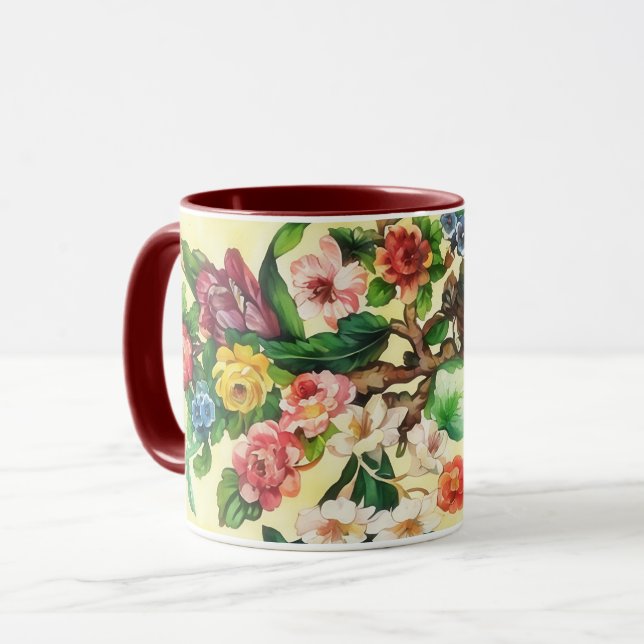 Vintage blommor Blommig konst Mugg Kop (Framsida vänster)