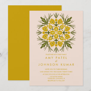 Vintage blommor Botanisk Mandala Handritad Inbjudningar