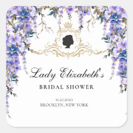 Vintage Blommor Bridgerton Bröllopsfest Fyrkantigt Klistermärke