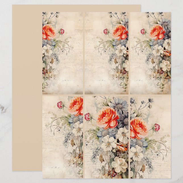 Vintage blommor collage 1b 3 av 4 (Fram/baksida)