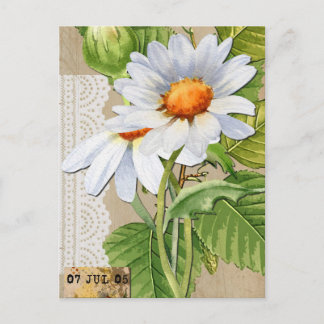 Vintage blommor collage vykort