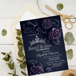 Vintage blommor Damaskus mörk gotisk Sweet 16 Inbjudningar