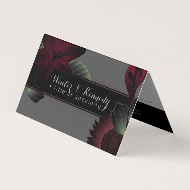 vintage blommor elegant vikta remittering visitkort (Framsida)