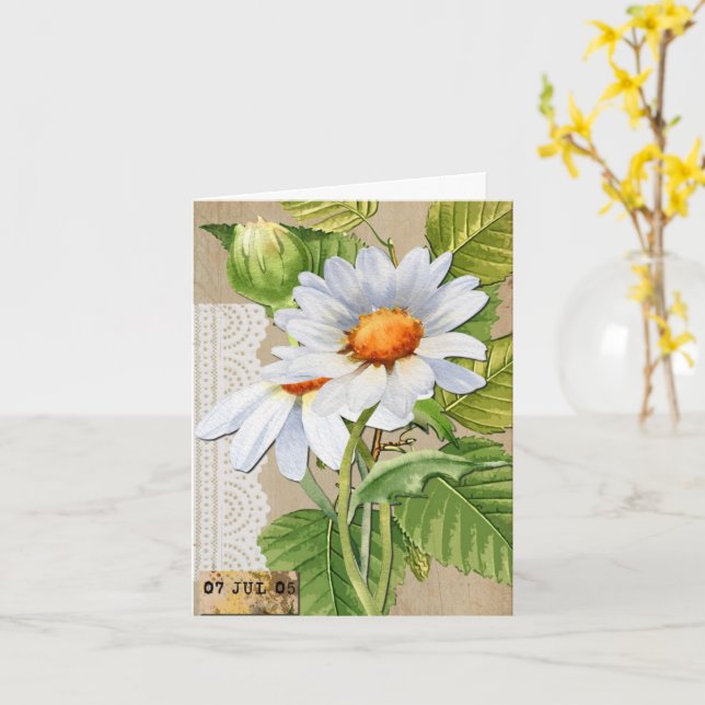Vintage blommor födelsedag kort (Gul blomma)